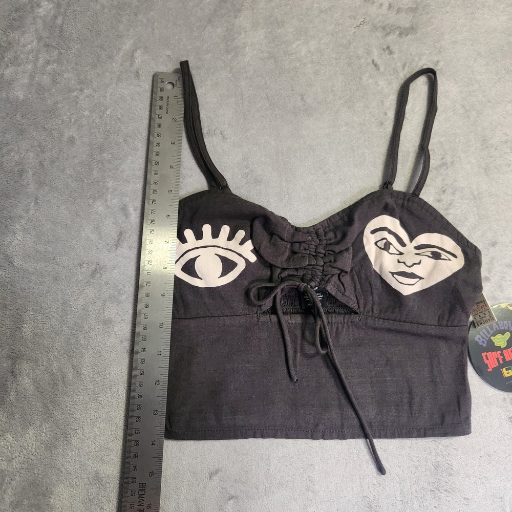 New Billabong x Mami Wata So Adorable Cami Crop Top XS Off Black Surf Africa Art - Picture 7 of 10